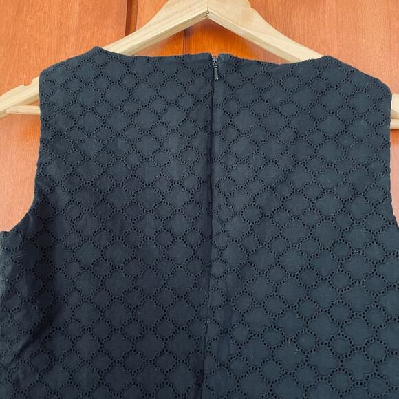 Talbots Blouse Lace Perforated Sleeveless 100% Cotton Black Size Small - Picture 5 of 7